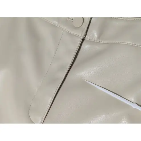 Bailey44 Anthropologie Bailey 44 Vegan Leather Cargo Pants Baggy Cuffed Ankle Cream Tan