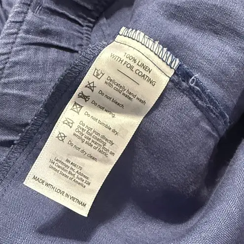 Lanthropy Culotte Linen Pant Deep Blue Lagenlook Size Small