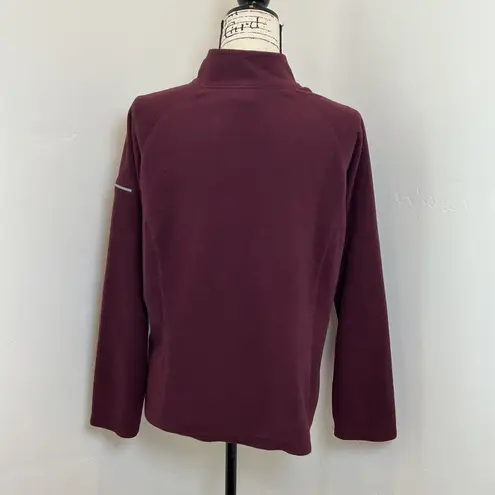 LLBean Womens Fleece 1/4 Zip Pullover Top Maroon Burgundy Size L Reg Purple Size L