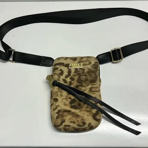 Aimee Kestenberg Animal Print Leather Just Saying Stadium Wallet Mini Crossbody