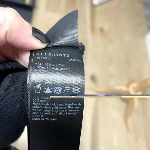 AllSaints Cold Shoulder Knit Sweater Mini Dress Long Sleeve Black size Large