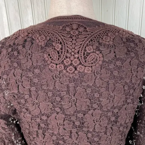 Coldwater Creek Vintage Y2K Lace Top Size Small Chocolate Brown Fairy Grunge