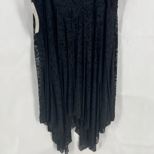 Olivia Matthews Dress Womens XL Black Leopard Velvet Burnout Handkerchief Hem