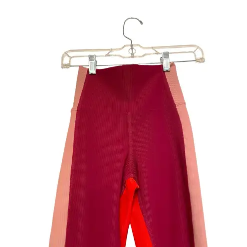 Beach Riot Colorblock Rib Leggings Size XS Merlot Red High Waist Ankle Slim NWT