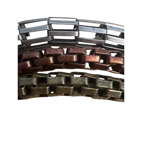 Chicos Set of 3 Metallic Stretch Bracelets Silver Antique Gold Bronze Tone NWT