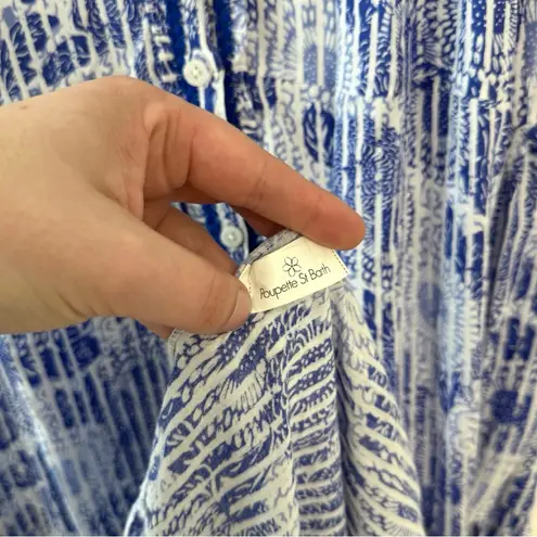 Poupette St. Barth XS Nana Printed Sleeveless Button Front Maxi Dress Blue