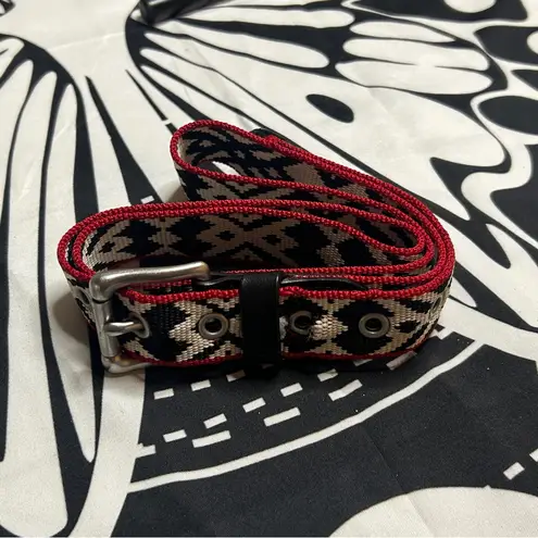 J.Crew Southwestern Woven Belt Black Red Geometric Navajo Tribal Pattern Small