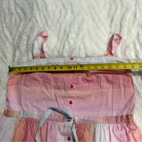 Tanya Taylor Size 16 Pink Tiered Claire Sun dress Pastel Stripe Coastal Wedding