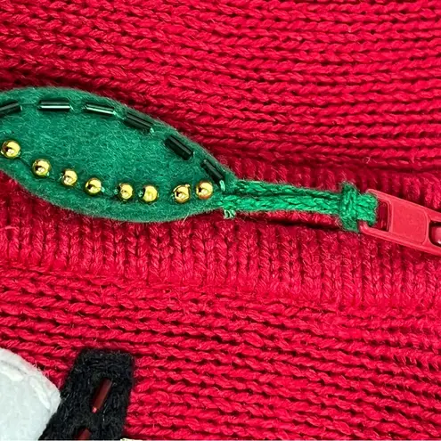 Red medium Holiday Christmas Collection 2004 Snowman embroidery Zip up Sweater