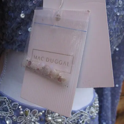 Mac Duggal 5745 Womens Sequined Faux Wrap Cut Out Puff Sleeve Gown Dress