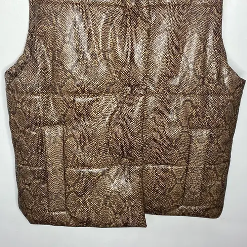 Nanushka Morillo Brown Snake Vinyl Puffer Vest size M Size M