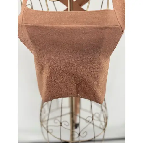 Wilfred Aritzia rose gold Knit Cayenne Strappy Back Halter Crop Top size small