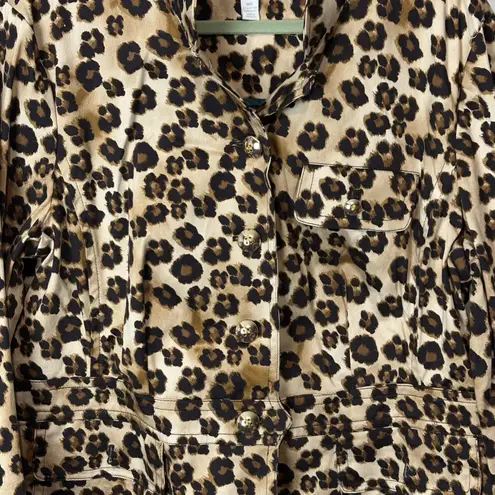 Charter Club  Woman 18W Leopard Print Round Collar Blazer Jacket Stretch