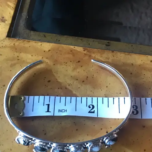 Natural White Buffalo Sterling Silver Snake Bracelet Black