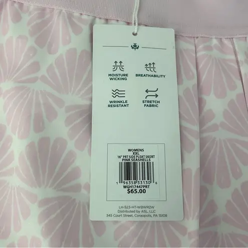 Lady Hagen  SIDE PLEAT SKORT WOMENS SIZE XXL PINK SEASHELLS GOLF ACTIVEWEAR