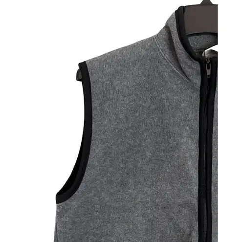 South Mountain Womens Fleece Vest Size L Gray Black Trim Sleeveless Zip Up Front Size L