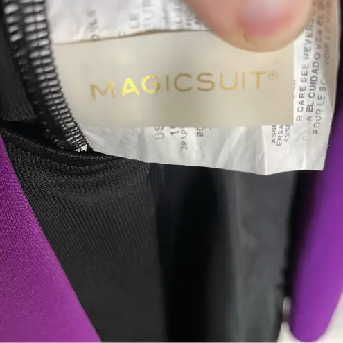Magicsuit Black One Piece Swimsuit with Purple Drape Size 10