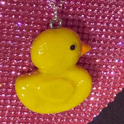Handmade Sterling Silver 925 Rubber Ducky Necklace Kawaii Jewelry Lolita Scene Candy Goth