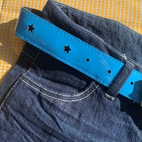 Vintage Pink Angel Dark Blue Jean Shorts with Star Belt Size 12