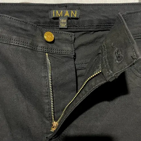 New IMAN Stretch Denim High Rise Full Length Bootcut Jeans Black Size 18W