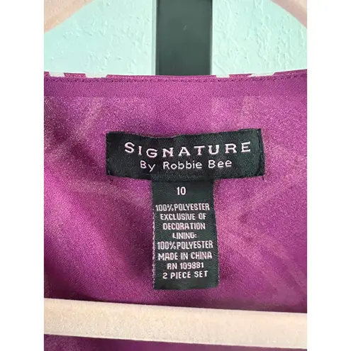 Stylish Purple Floral Blouse by Signature by Robbie Bee Size 10