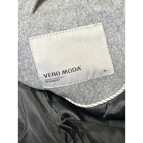 VERO MODA Black Gray Collar Wool Long Sleeve Longlin Trench Coat Jacket Size M