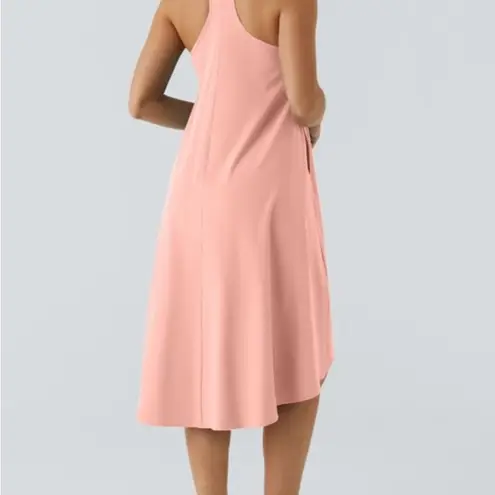 Halara Backless Racerback Side Pocket High Low Flowy Midi Quick Dry Casual Dress