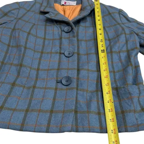 Vintage Vogue Paris Original Retro Plaid Women's Relaxed Suit Jacket Career M/L Blue Size M