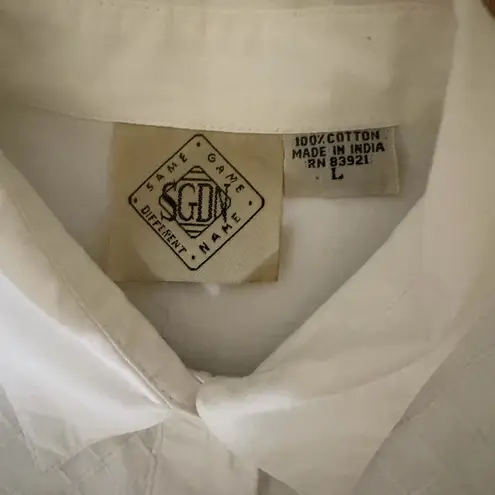 Same Game Different Name (SGDN) Ivory Embroidered Cotton Blouse — Size L White Size L