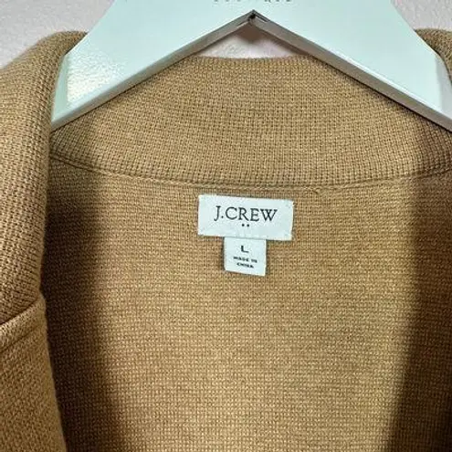 J.CREW Camel Collared Cotton Cardigan, Size Large Tan