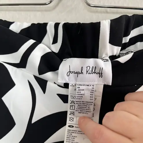 Joseph Ribkoff Womens Black & White Floral Print Slit Wide-Leg Pants 16