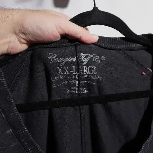 Cowgirl Tuff Co Womens XXL Long Sleeve Western Shirt Distressed Black Rodeo Top