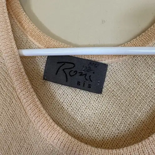 RONI BIS TOP Asymnetrical Sleeveless Linen Blend MEDIUM Two Tone Tan