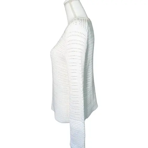 Tory Burch  White Cotton Open Knit Sweater  Size Small
