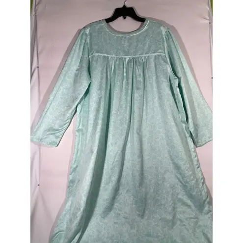 Croft & Barrow Intimates Women Nightgown Floral Button Long Mint Green 2X