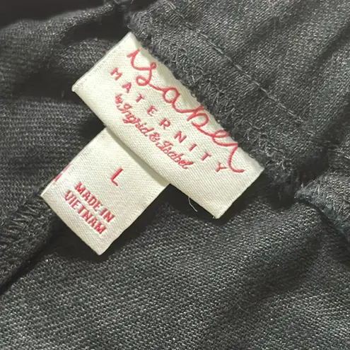 Isabel Maternity Tie Front Pull On Linen Blend Black Shorts size Large NEW