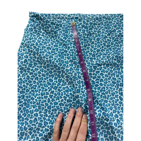 J. McLaughlin Women Teal Blue Leopard Print Straight Leg Pants Size 2