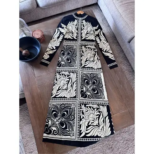 La DoubleJ Halle Dress In Mix Tiles Placée Black Envers Satin Size Small