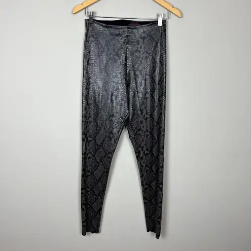 Commando Faux Leather Leggings Womens Large Gray Black Snake Print Textured L