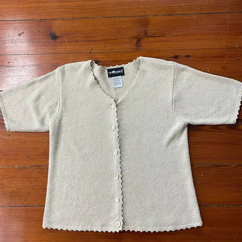 Vintage Sag Harbor Silk Blend Knit Cardigan Scalloped Edge Coastal Cottage~S 💚🍄 Size undefined