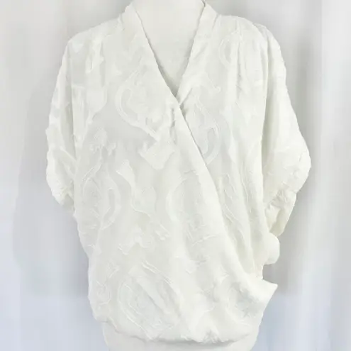 Bishop and Young New Textured Wrap Blouse Jayne Cross Front Top White