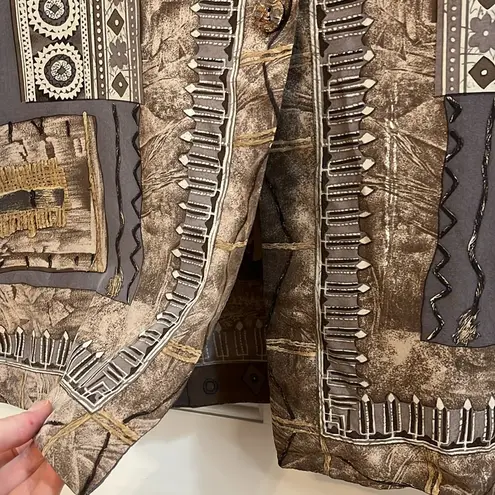 Renato Nucci Paris 100% Silk Geometric Tunic Button Down Blouse