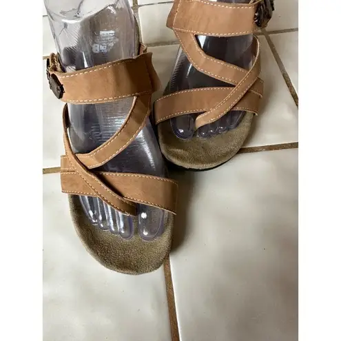 Nicole Women's Albany Brown Strappy Thong Slip On Wedge Sandals Size 7W Sku 25