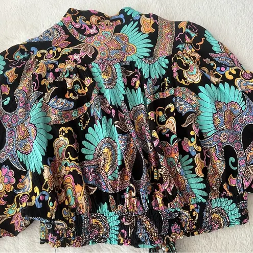 Haute Hippie Floral Paisley Boho Tie Top Blouse