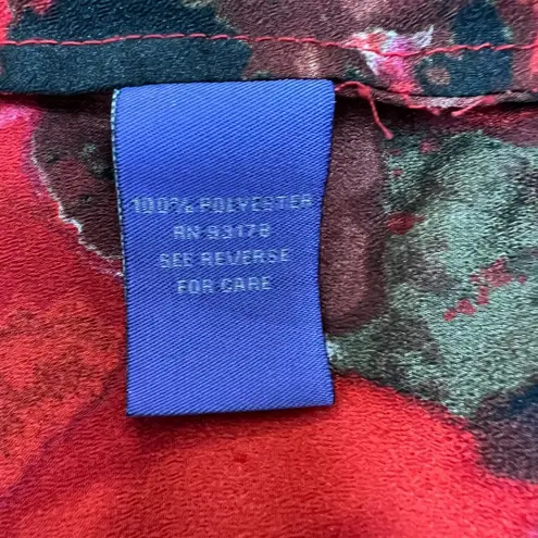 Vivienne Tam Blouse Top Womens 10 Red Black Cowl Neck Long Sleeve Abstract Art