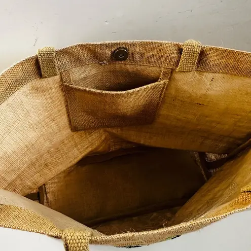 Jute Bon Voyage Beach Sequin Pineapple Beach Travel Tote Bag Vacation Tan NWT