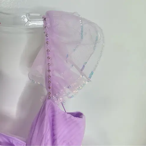 Mac Duggal 50670 Ruffle Tiered Tulle Cut-Out Gown, Lilac, Size 4