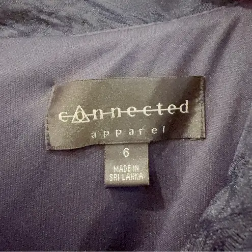 Connected Apparel Navy Embroidery Print Short Dress Preowned Size 6