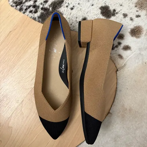 Rothy's ROTHY’S The High Point Wren Captoe Heel Tan Black Size 8 NWOT