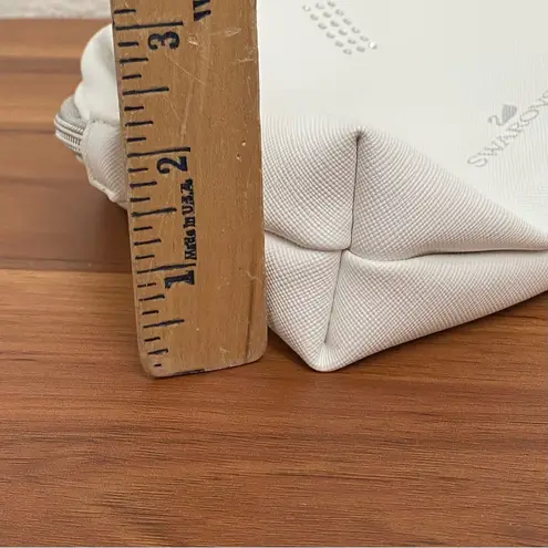 Swavorski SWAROVSKI White Faux Saffiano Leather Make-up Cosmetic Pouch